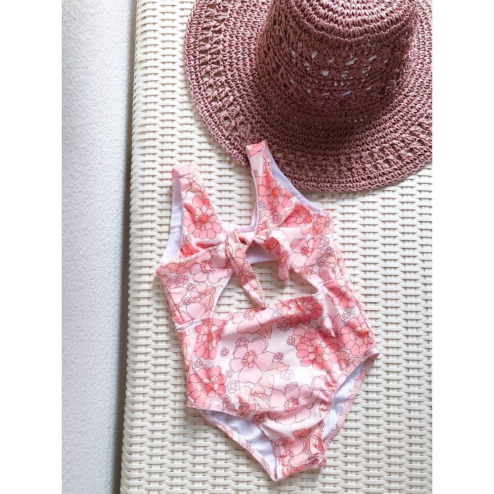 Chasing Sun Beams Boho Floral Tie Front Swimsuit 3/4